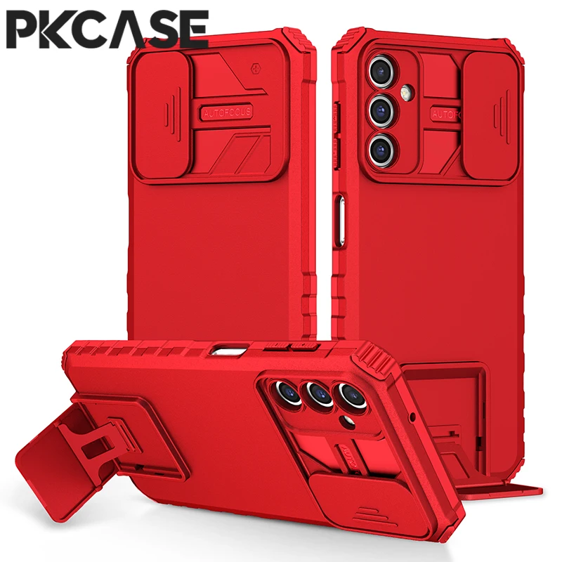 PKCASE Slide Push Window Case For Samsung Galaxy A17 A56 A36 A26 A16 A06 A55 A35 A25 A15 A05 A05s Shockproof Stand Phone Cover