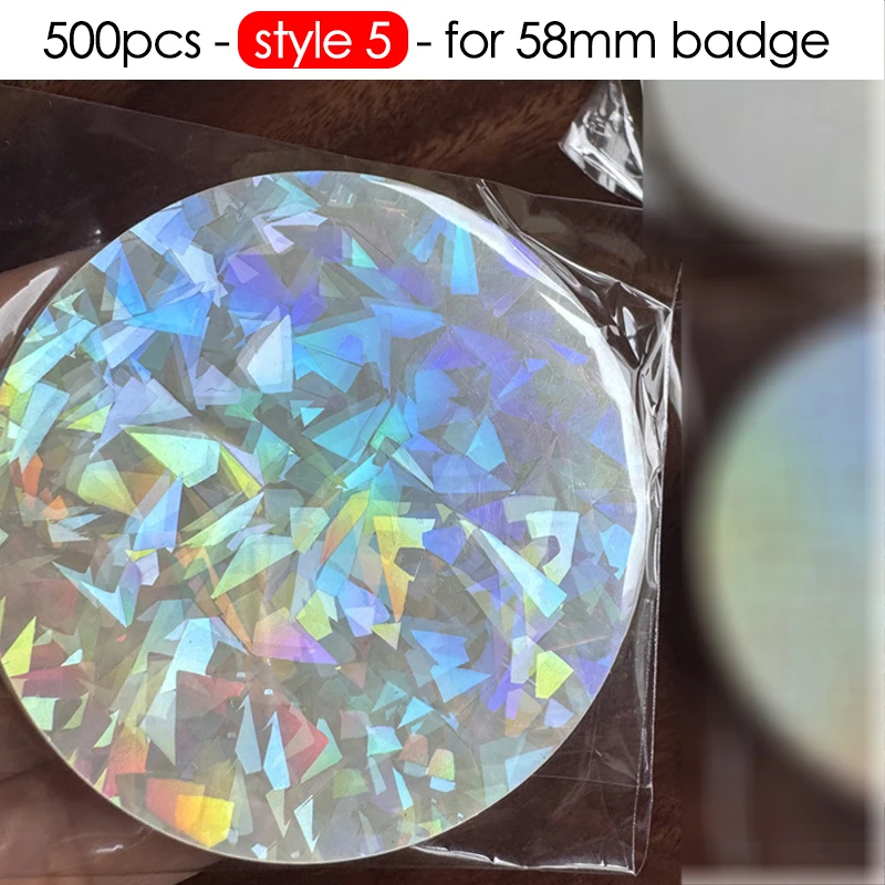 500pcs Badge Transparent Film 58mm Clear/Laser Stars Pattern Badge Protective Film Covers for Button Maker Parts 600pcs