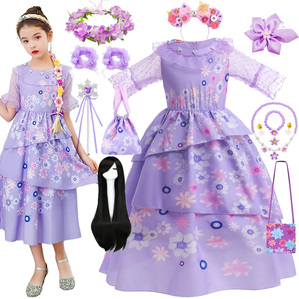 Encanto Costumes Cosplay Princess Dress Isabella Charm for Girls Carnival Christmas Birthday Party Isabela Clothing 2-10T