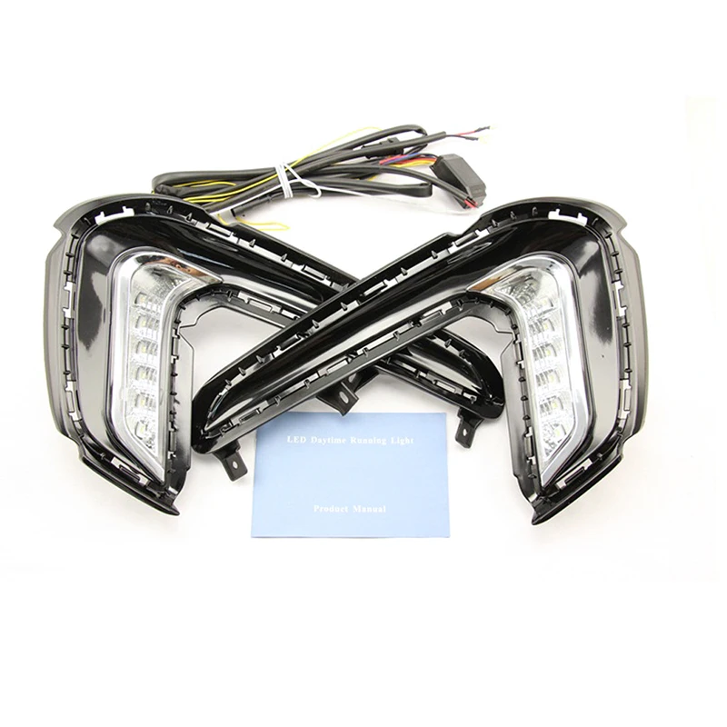 1 Pair For Hyundai Elantra 2016-2018LED DRL With Yellow Turn Singal Light Fog Lights Car Front Bumper Fog Lamps Headlight