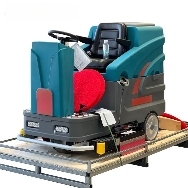 Battery Powered Ride on Floor Scrubber Dryer Large Area Floor Cleaning Machine 1150mm Squeegee for Logistics Center