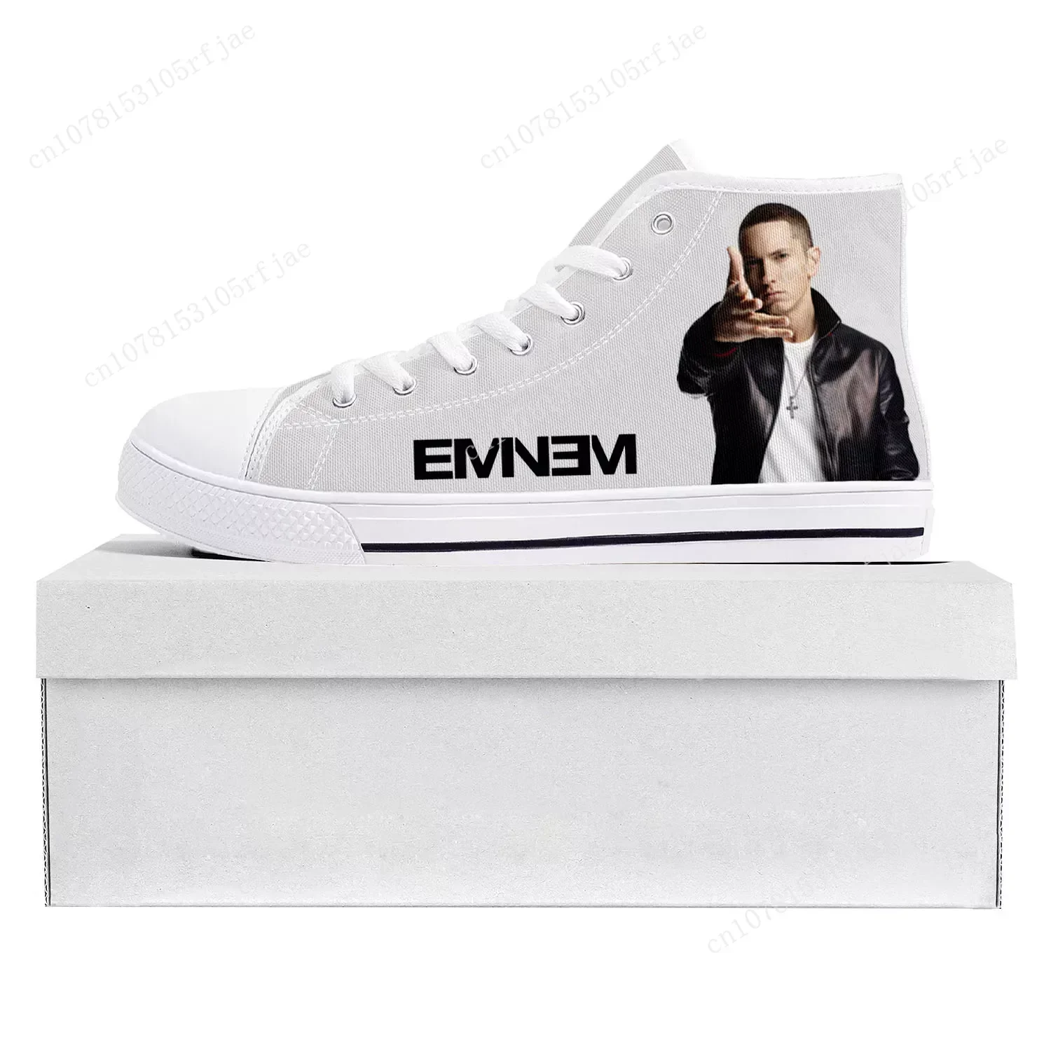 Eminem Hip Hop Rapper Music Popular High Top High Quality Sneakers Mens Womens Teenager Canvas Sneaker Couple Shoes Custom Shoe