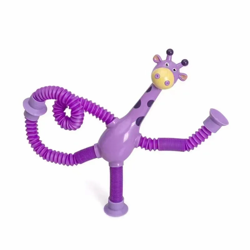 Stress Relief Telescopic Giraffe Toy Pop Tubes Children Suction Cup Giraffe Toys Sensory Bellows Toys Anti-stress Squeeze Toy 