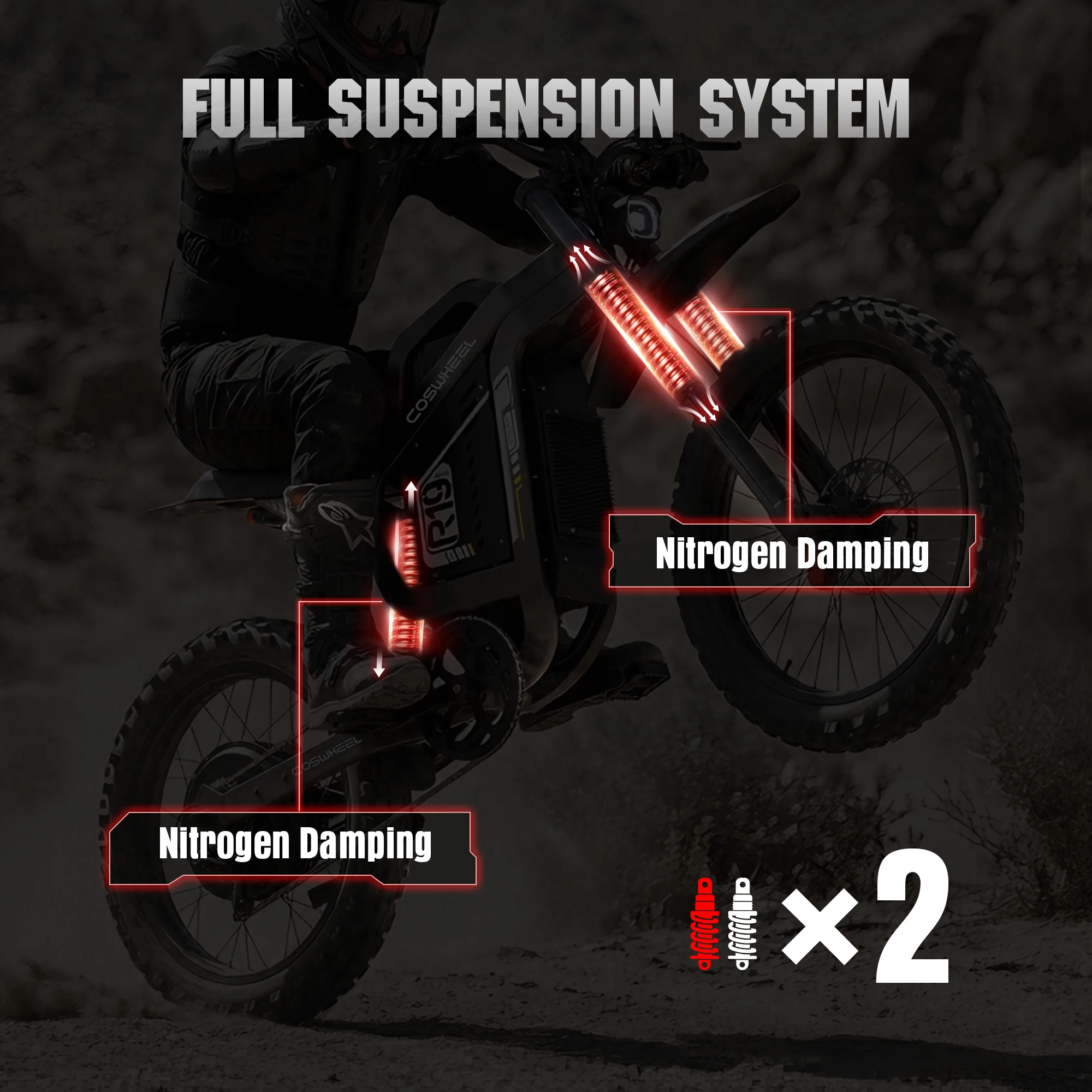 COSWHEEL NEW R19 Electric Cycle 72V 40AH 96km/h Lithium Battery Adult Mountain Ebike 9000W Mountain Electric Men's Moped Road E Trucks - view 6