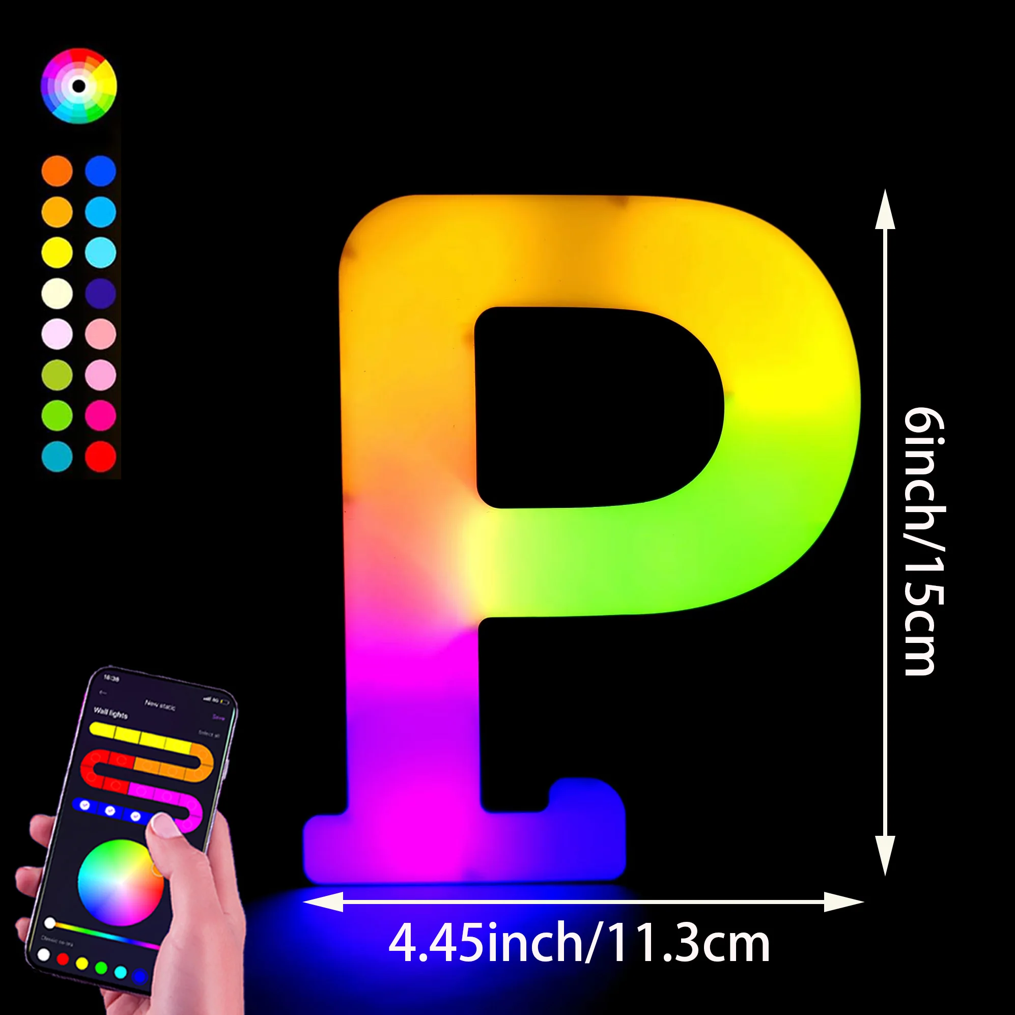 1PC Smart LED Letter Light - DIY RGB Marquee App Controle Muziek Sync Indoor Sign Game Holiday Party Bruiloft Afstuderen Seizoen A-Z
