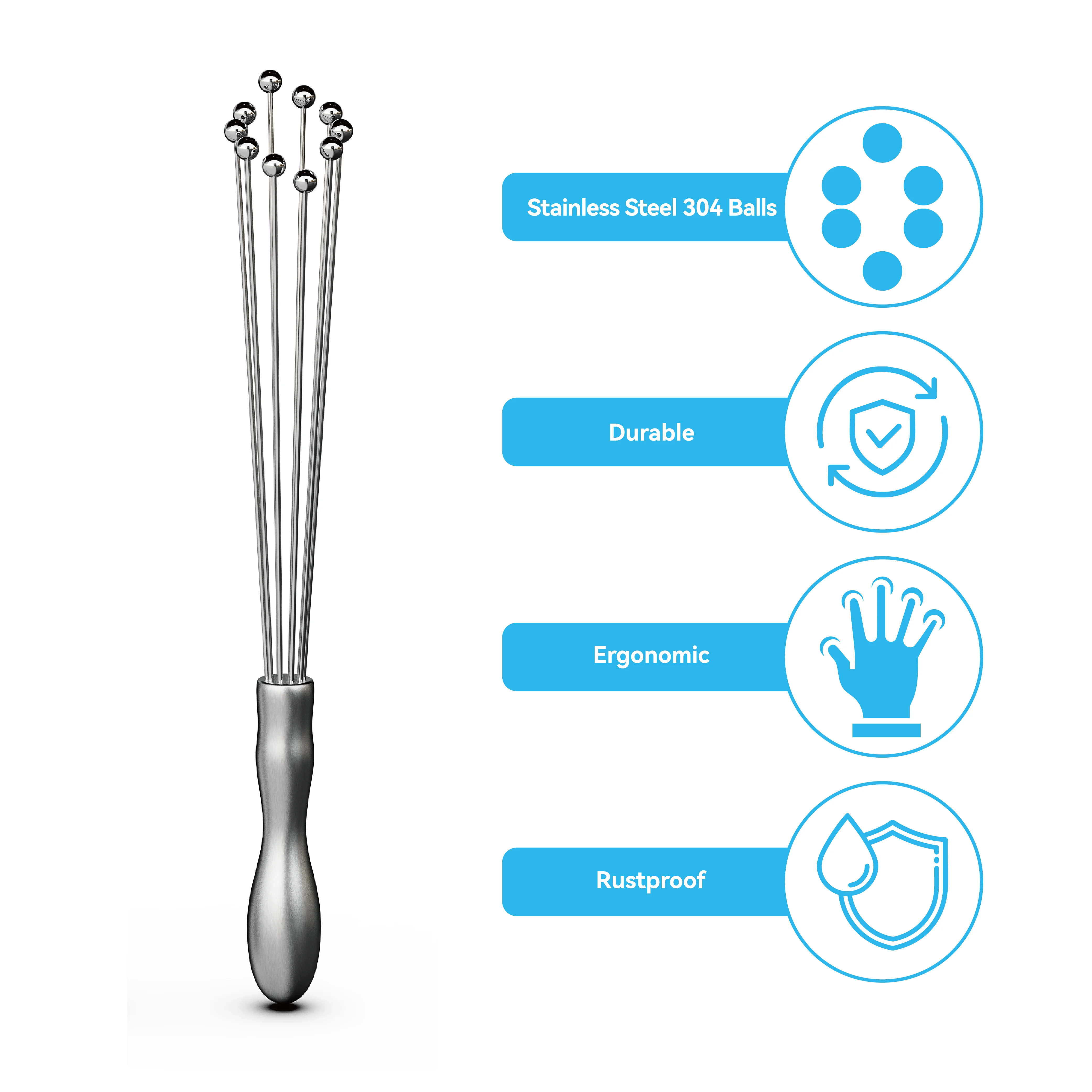 VIMACO® Stainless Steel 304 Mini Ball Whisk 10 Inch and 12 Inch Egg Beater Manual Mixer Tool for Sauces Cream Cooking Blender