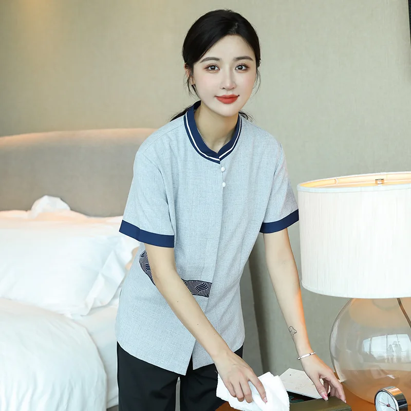 Cleaning Work Clothes Women's Short-Sleeved Summer Hotel Room Housekeeping Cleaner Aunt Property Cleaning Service Uniform Workwe