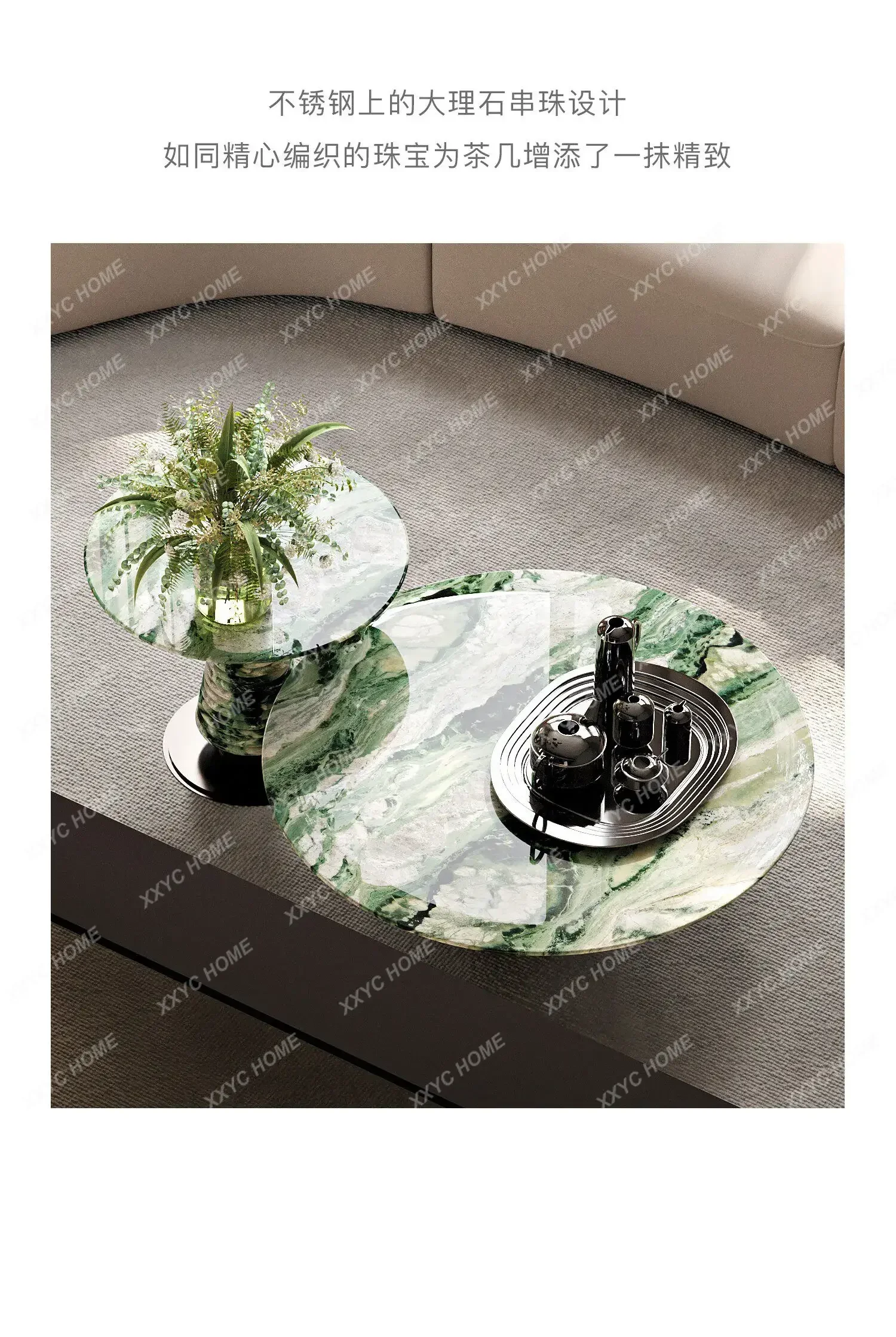A9338 Natural luxury stone coffee table minimalist light luxury  high-end Italian marble  villa high-end