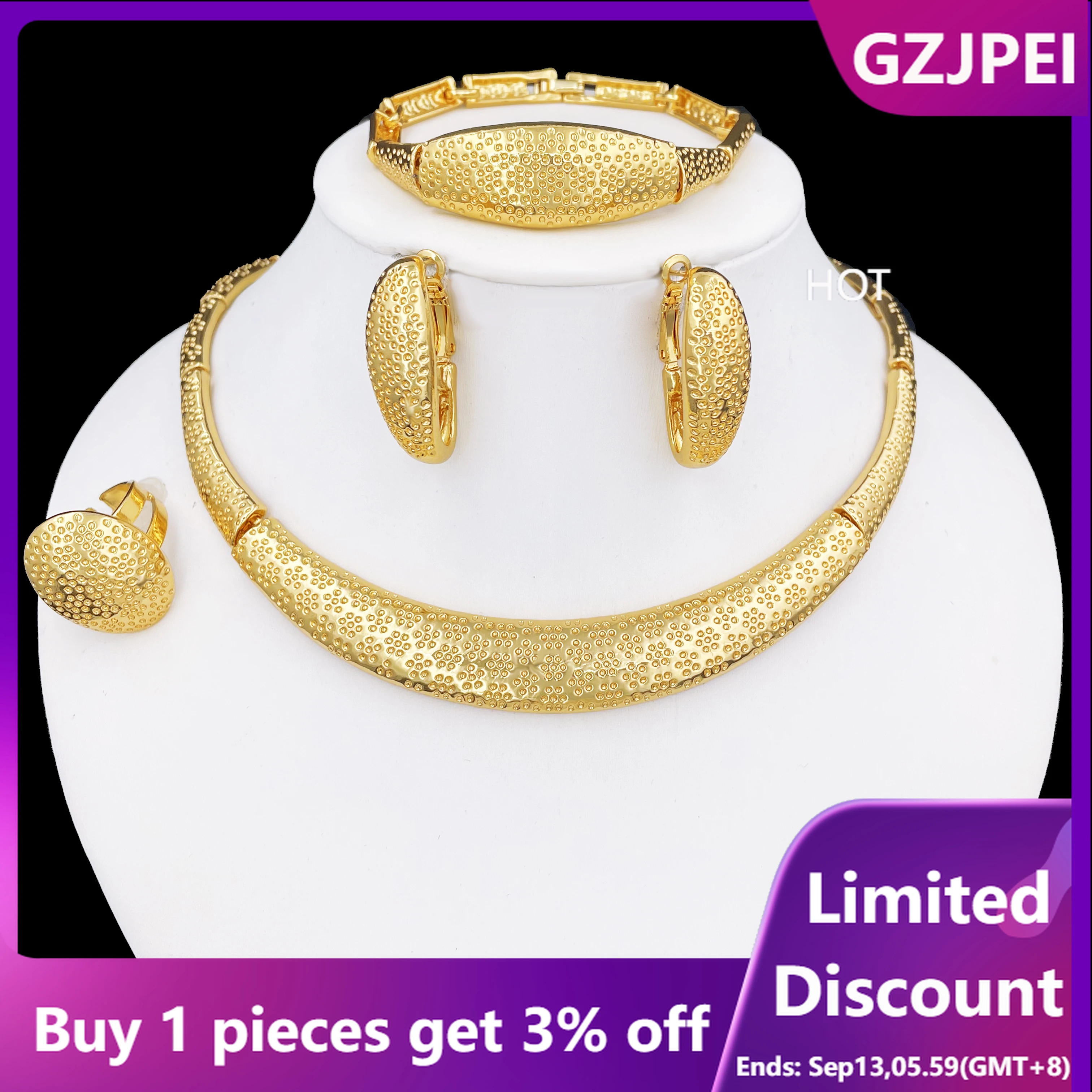 

Minimalist Design Brazil Gold Color Jewelry Set For Women High Quality Jewelry Gold Plated Necklace Bracelet Earrings And Ring