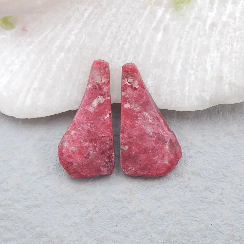 

Natural Stone Norwegian Thulite Gemstone Nugget Earring Bead 25x13x3mm 3g Fashion Jewelry Women Earrings Accessories