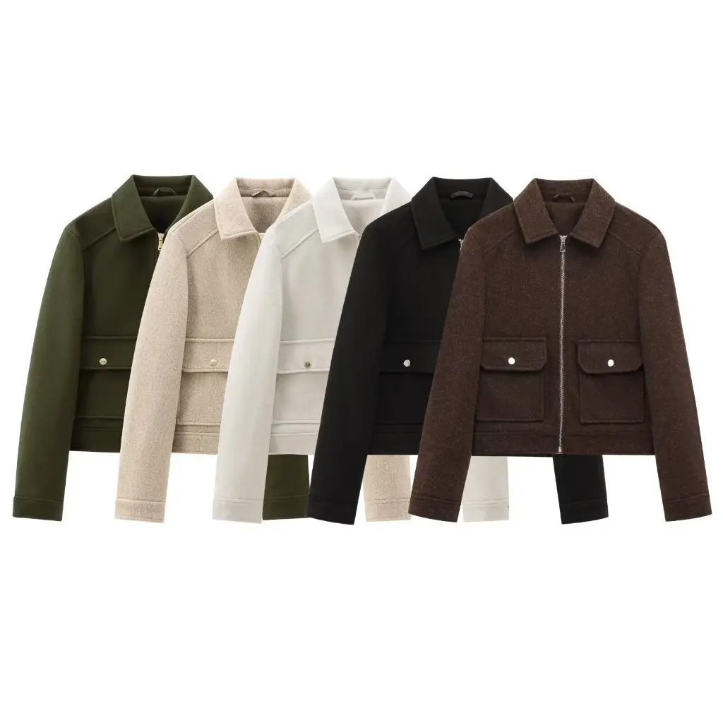 

Women's Casual Soft Jacket Autumn Fashion Zipper Decorated Versatile Simple European American Style Top Trend
