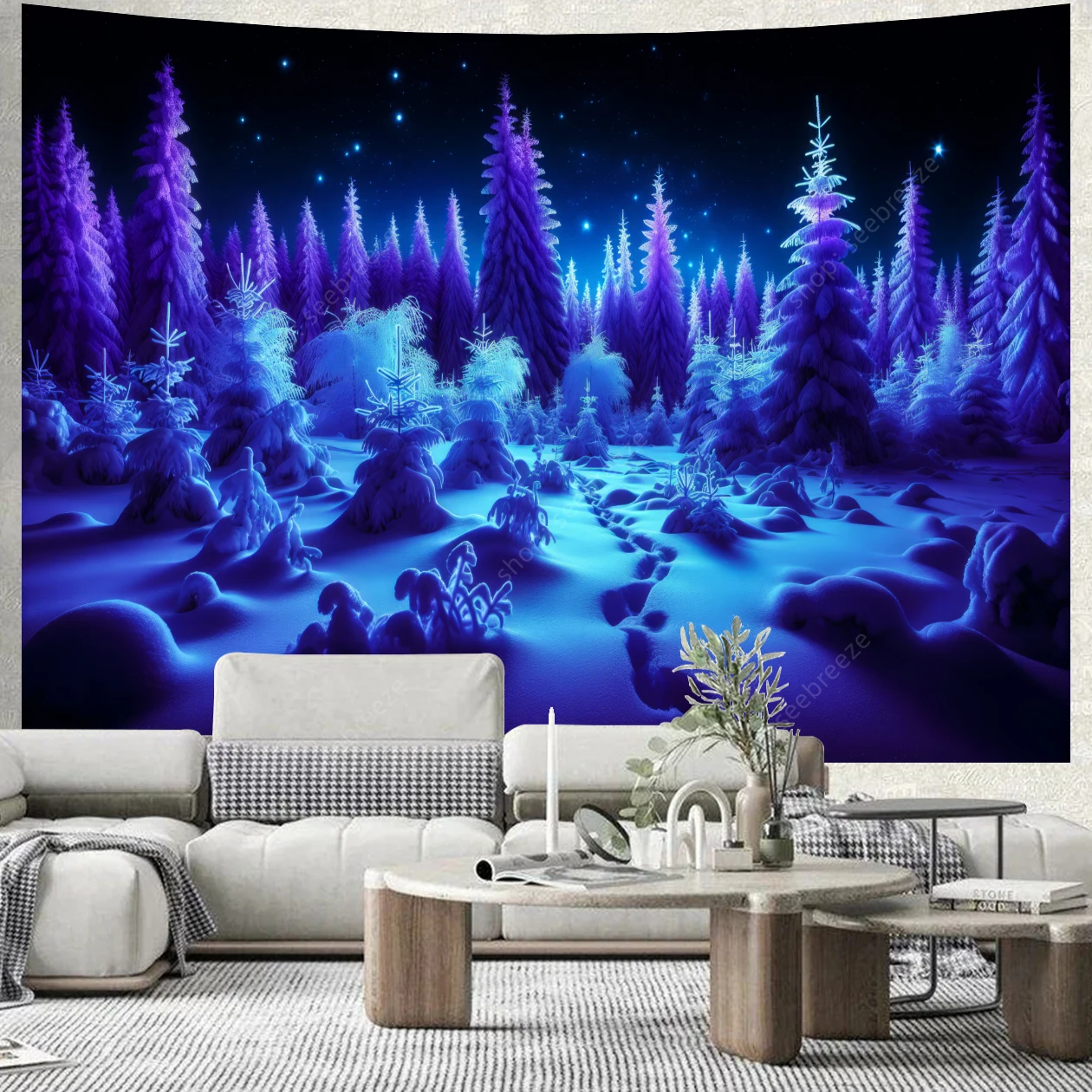 

Enchanted Winter Wonderland Tapestry Wall Hanging for Kawaii Room Decor Aesthetic Large Mandala Witchcraft Boho Tapestries