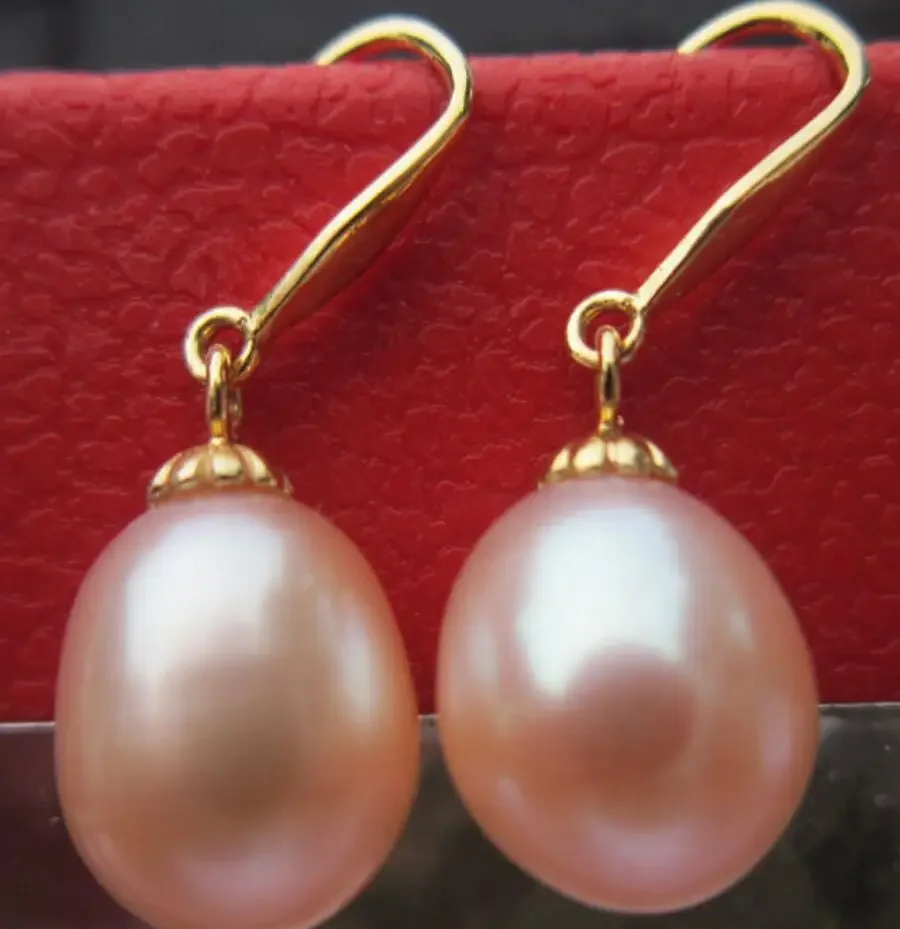 

новые серьги с розовым жемчугом Южного моря AAA 11X9 мм, золото 14 карат/20