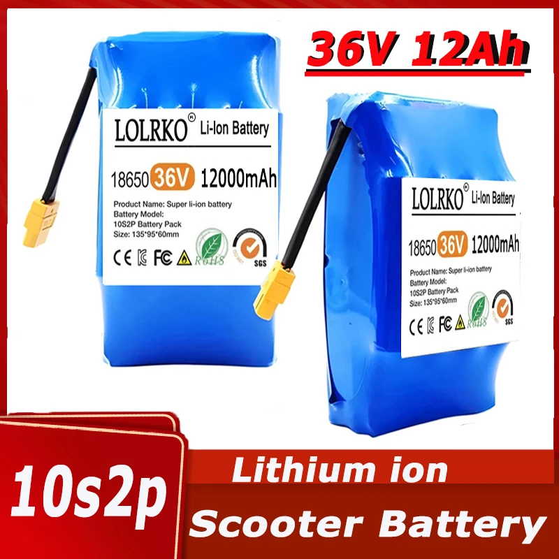 

High-quality 36V 12000mAh 10S2P Rechargeable Lithium-ion Battery for Electric Self-balancing Scooter,HoverBoard and Unicycle