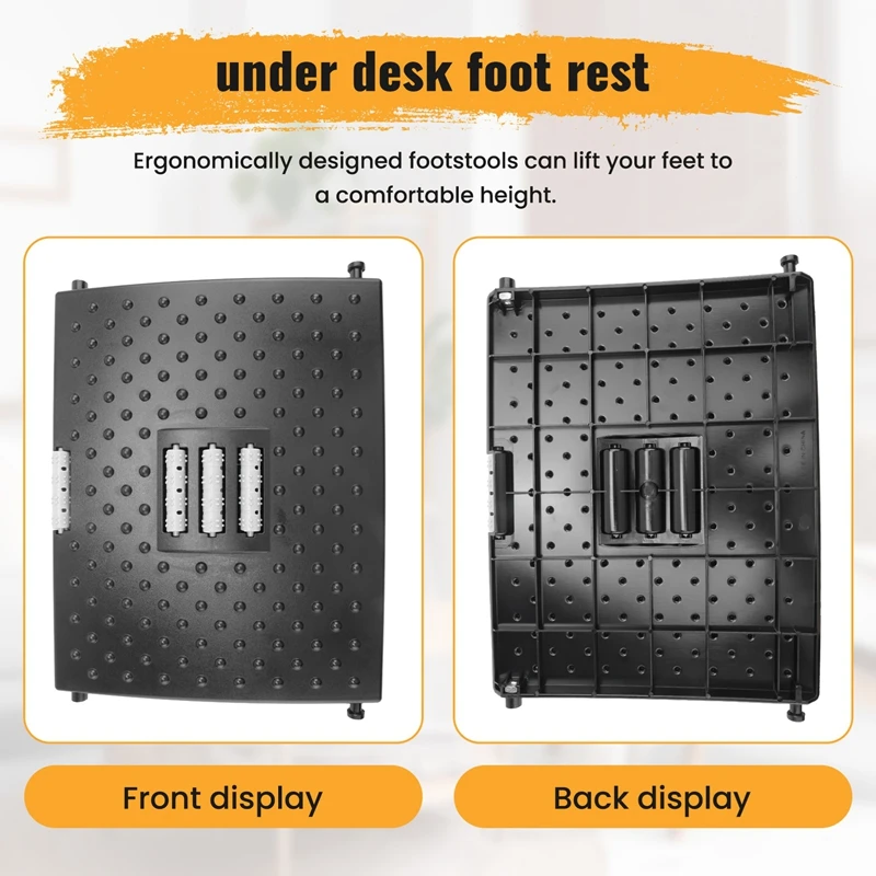 PORK-Adjustable Footrest, Desk Footrest With Massage Function, Non-Slip Foot Stools Great For Home & Office Accessories
