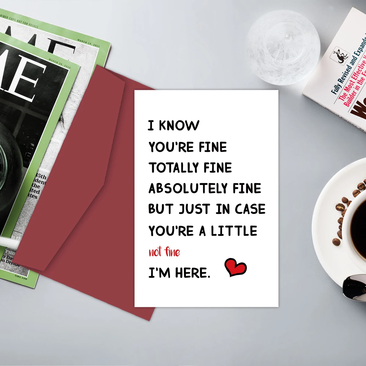 You'Re Total Fine I'M Here For You Ermutigungskarte für Sie, lustige Grußkarte, Geschenkidee-Karte für Ehemann, Ehefrau, Familie – Detail 8