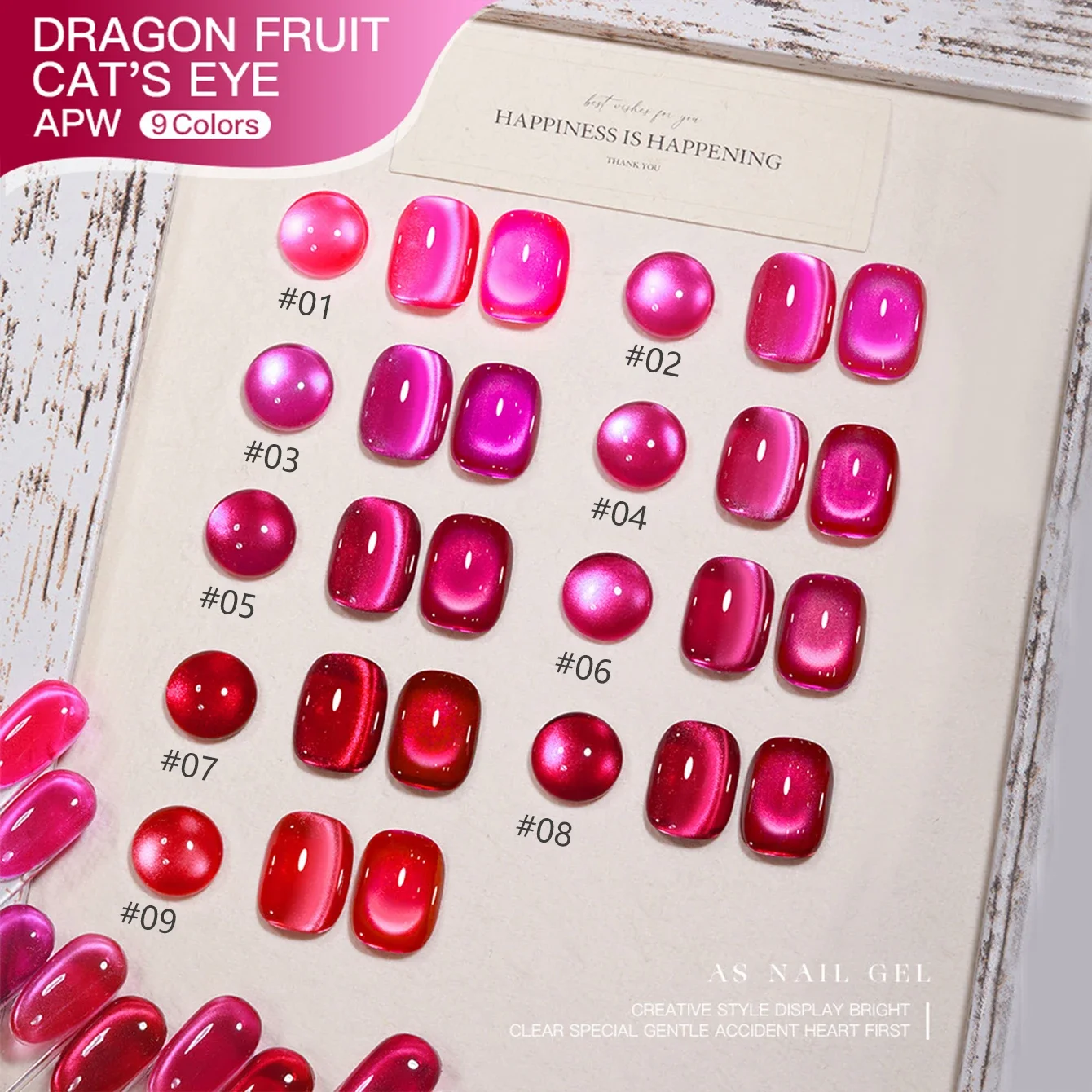 MIANEL 10ML 2026 Autumn/Winter New 9-Piece Set – Rose Red Cat Eye, Super Brightening Dopamine, High-End Transparent Gel Polish