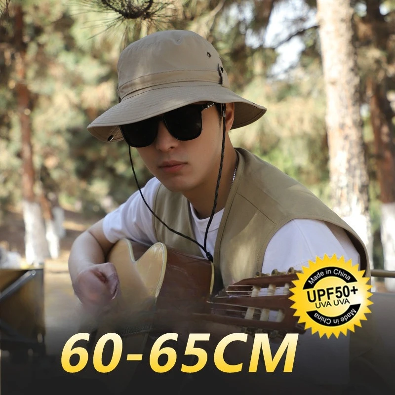 Men's Large Head Bucket Hat 60cm+ Quick Dry Sun Hat for Outdoor Hiking Fishing, Packable Breathable Summer Fishing Hat