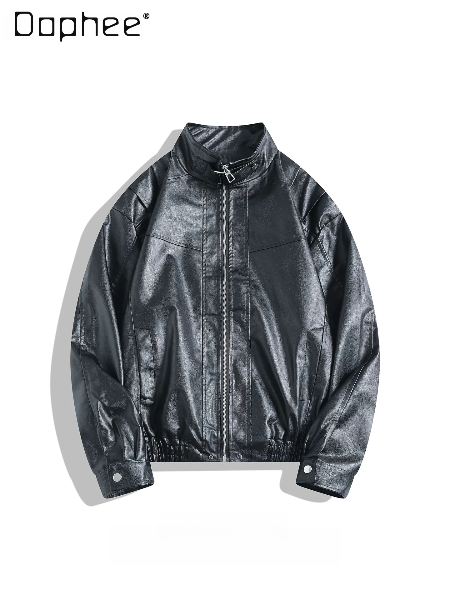 

2026 Spring Autumn American Motorcycle Street Style Men's Casual Fashion Deconstruction Versatile PU Leather Jacket