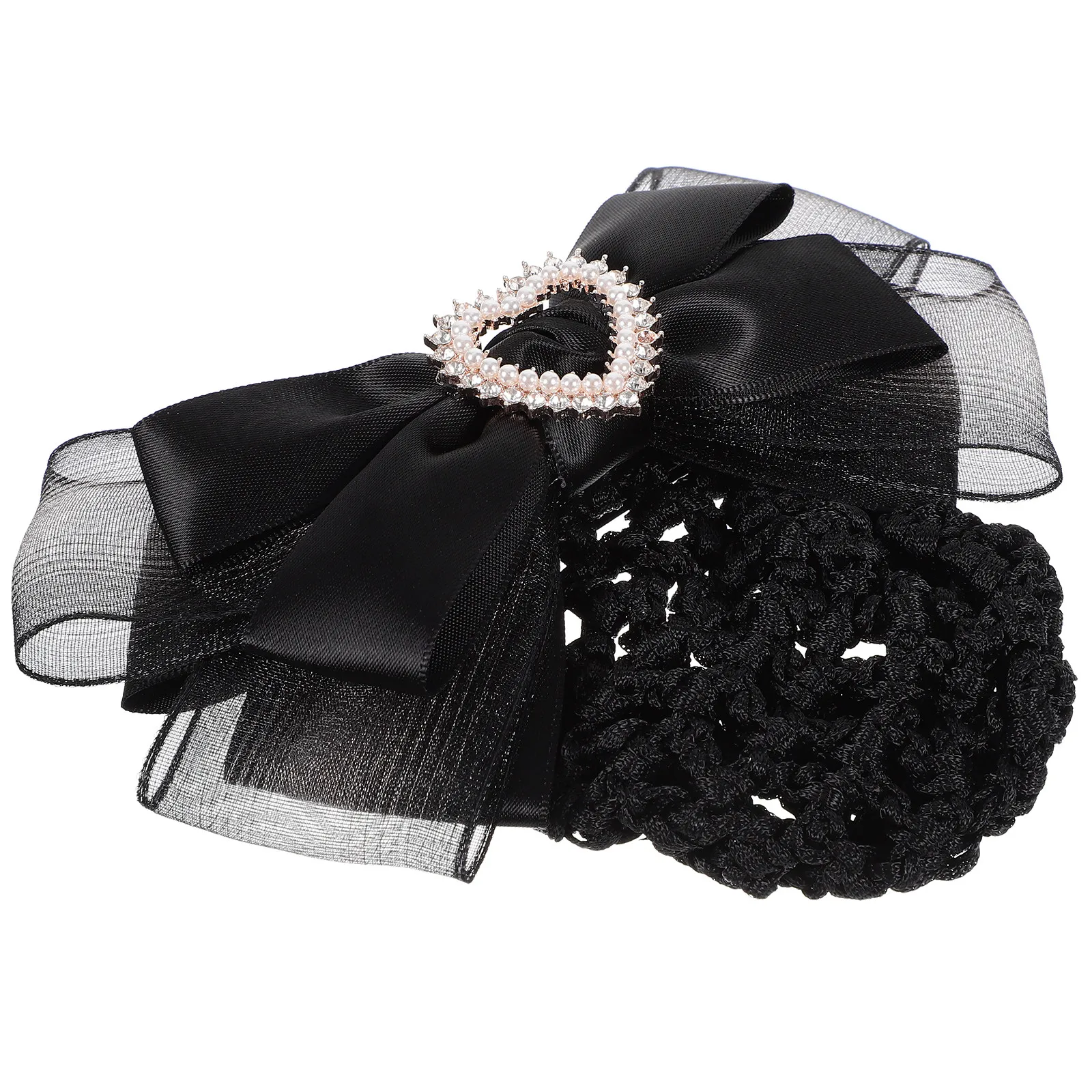 

Women Hairnet Hair Bun Cover Bowknot Hair Clip Barrette Mesh Hairnet for Professional Service Ballet Nurses Flight Attendants