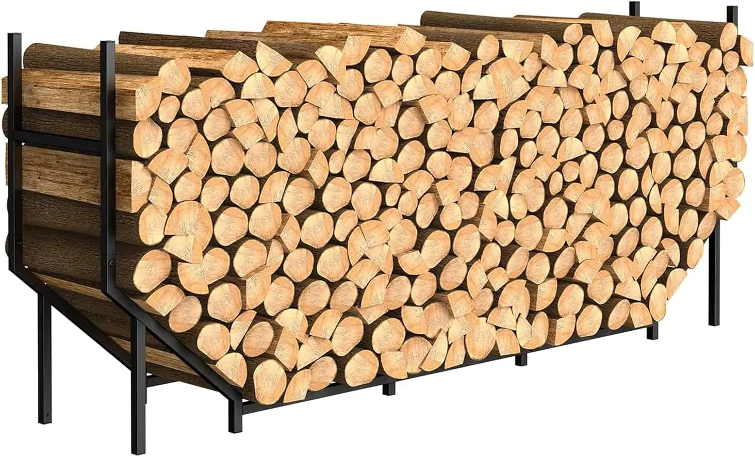 5.9ft Heavy Duty Metal Firewood Rack, Adjustable Indoor Outdoor Log Holder with Non-Slip Pads, Black