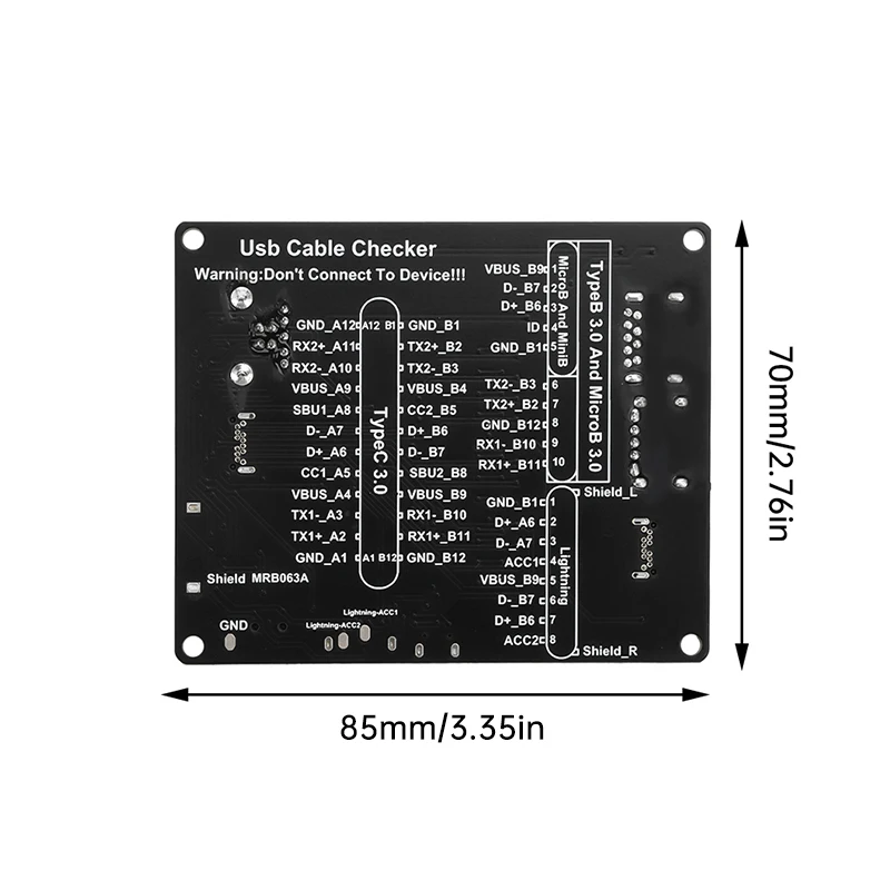 USB Cable Data Test Board Cable Checker USB Cable Tester Short Circuit On-Off Switch For Type-C Test Board (No Battery)