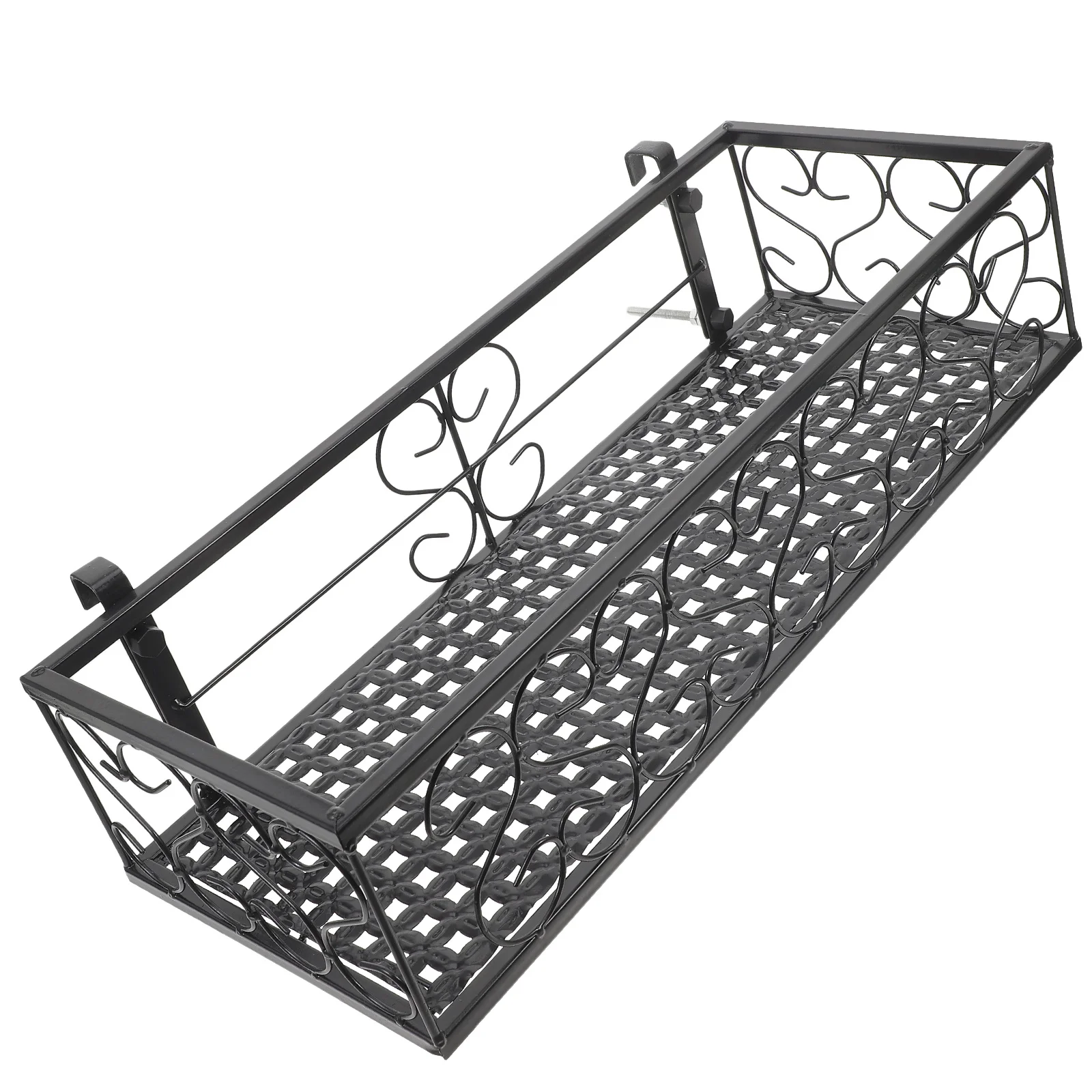 1 قطعة حامل زهور الشرفة معلق سياج جبل الثقيلة درابزين حديد حامل النبات للمنزل حديقة مقهى ديكور أسود