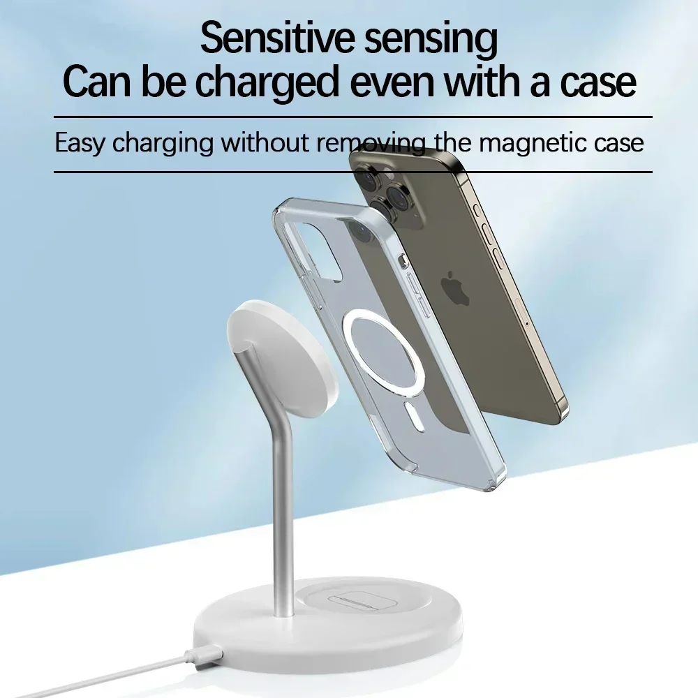 Magnetic 2 in 1 Wireless Charger Stand For MagSafe iPhone 16 15 14 13 12 Pro Max AirPod Pro2 Fast Phone Charging Station Holder image 3