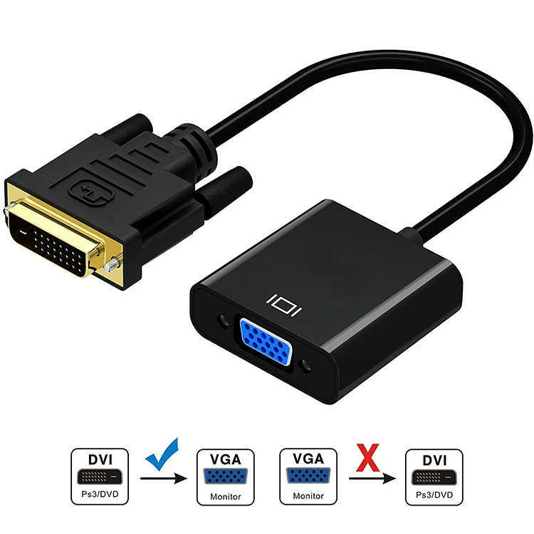 Adaptador Full HD 1080P DVI-D a VGA 24 + 1 25 pines macho a 15 pines hembra, convertidor de Cable para PC, ordenador, pantalla de Monitor HDTV