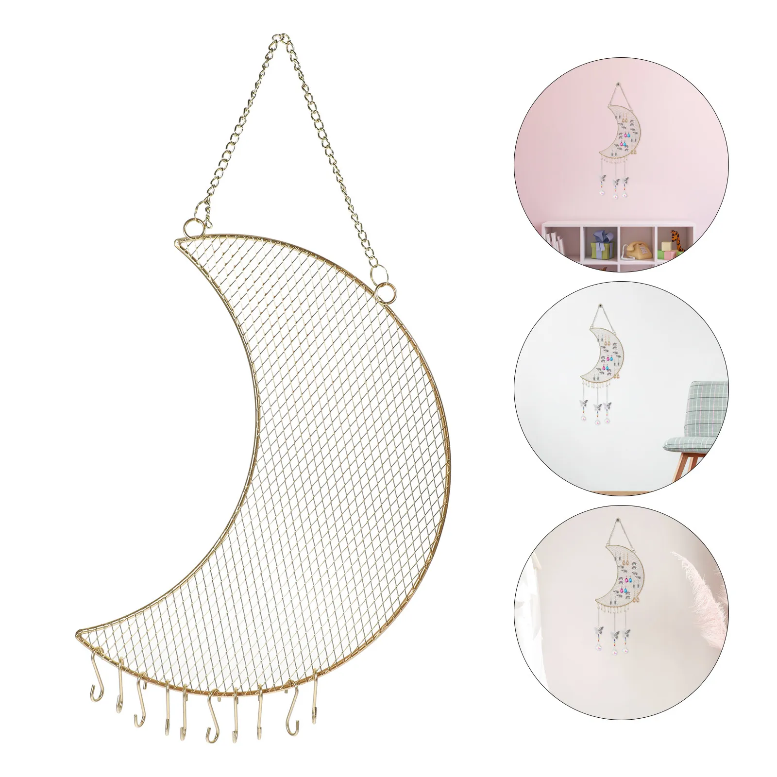 

Металлическая подвесная витрина-органайзер Moon Wall для серег, ожерелий и браслетов, экономящая место