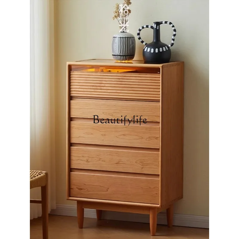 

Cherry wood chest of drawers living room sofa bedroom multi-functional storage Japanese-style chest of drawers