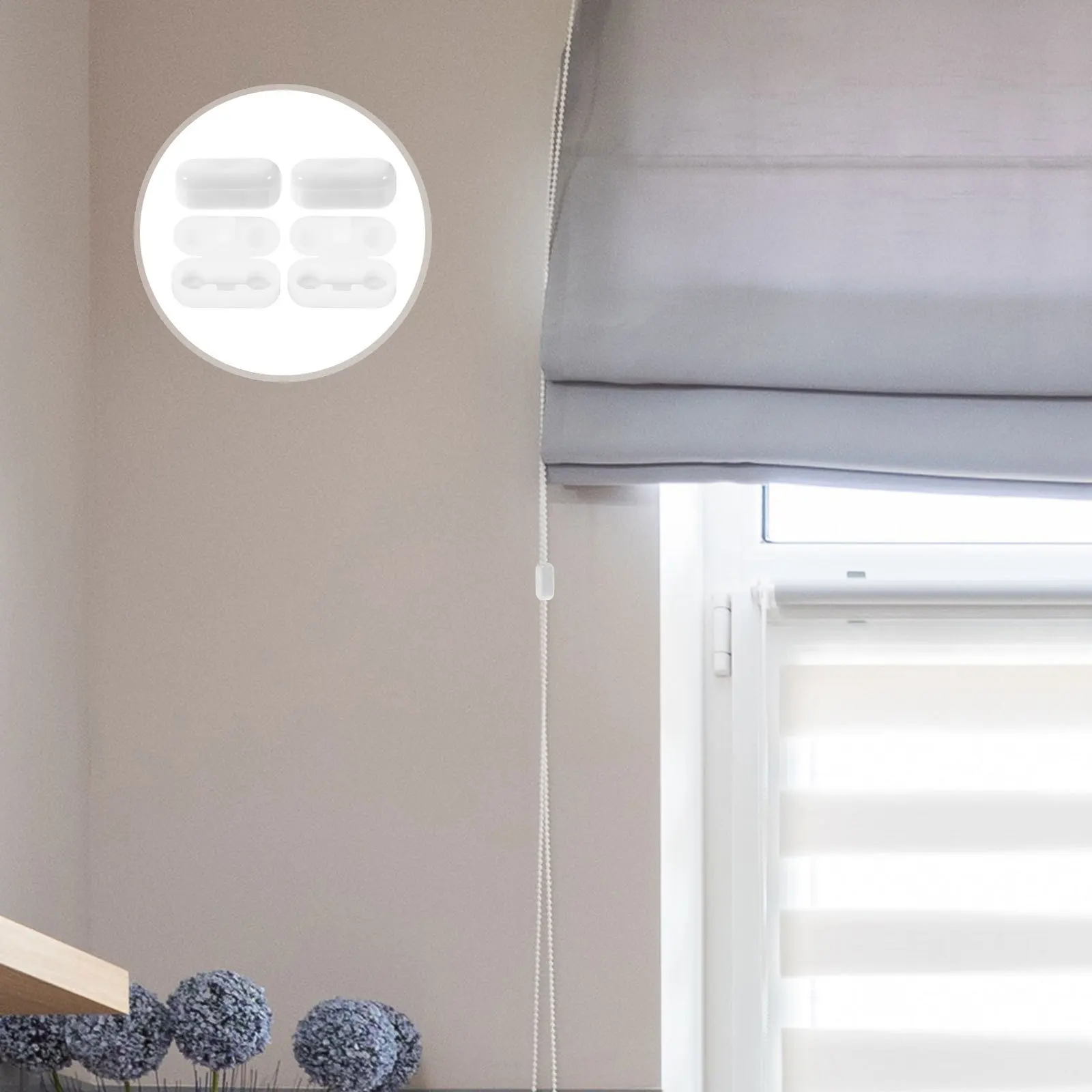 

150Pcs Curtain Bead Chain Connector Clear Plastic Blind Pull Cord Connector Reusable Spacer Clip for Roller Roman Vertical