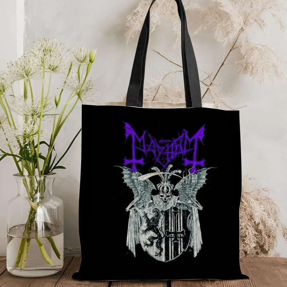 

Live In Leipzig M-Mayhem Burzum Storage Bags Canvas Double-Sided Print Tote Bag Large Capacity Shoulder Fashion Shopping Handbag