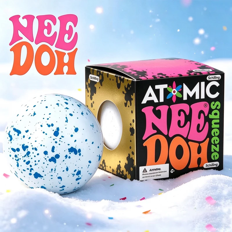 Needoh Snow Ball Crunch Squeeze Stress Ball Fidget Sensory Toy Flour Filling Stress Relief Toy For Autism ADHD Non‑toxic Gifts