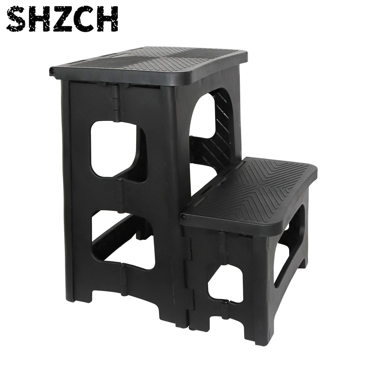 Foldable 2-Step Plastic Step Stool Non-Slip Surface Heavy Duty Climbing Bench for Home Kitchen Bathroom