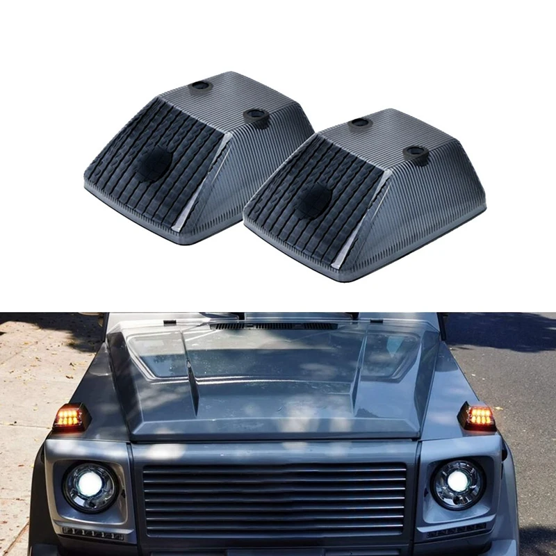 2Pcs Front Wing Turn Signal Smoked Lens Cover A4638260057 For Mercedes Benz W463 G-Class 1986-2018 Corner Light Shell Parts