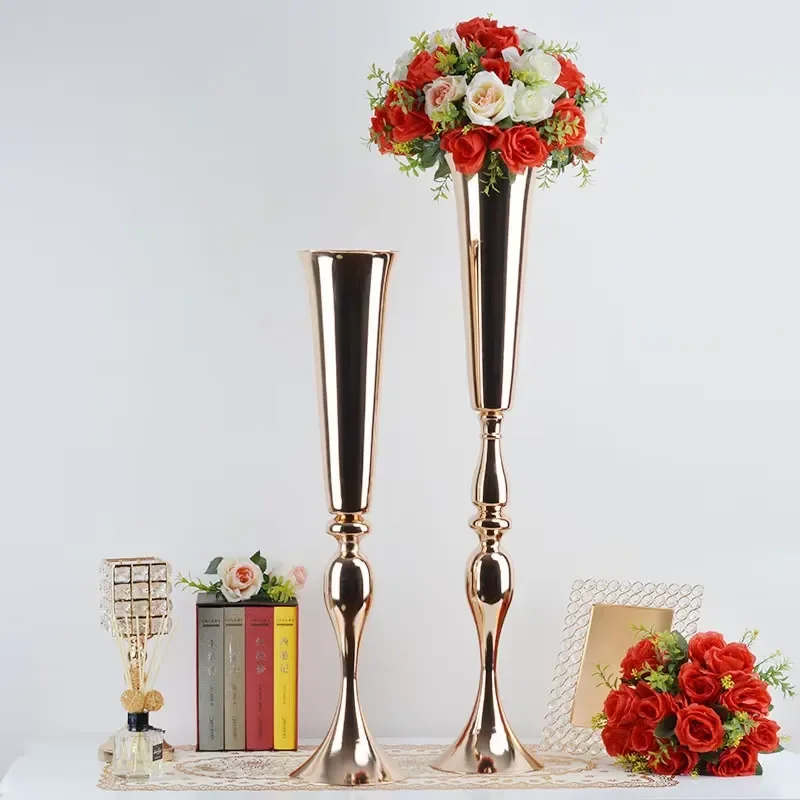 Popular Metal Fiberglass Floor Vase Iron Flower Holder Table Centerpiece for Wedding Events