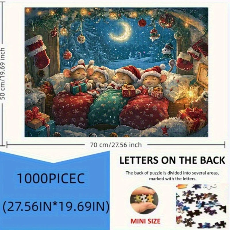 مجموعة مكونة من 500-1000 من إبداعي الألغاز للبالغين تركز على ديكور المنزل، تتميز بمشهد عيد الميلاد الغريب مع ثلاثة عناصر #5