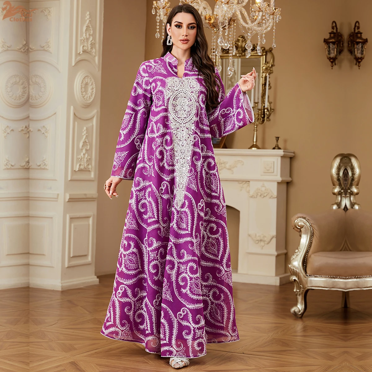 

Uni New Muslim Floral Embroidery Maxi Dress Dubai Sequins Patchwork Elegant Women Evening Dress 2025