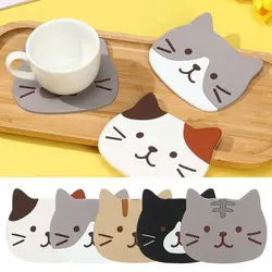 Cartoon Cat Shaped Tea Mat Cup Holder Mat Coffee Drinks Drink Silicon Coaster Hot Drink Stand Insulated Pad Kitchen Accessories