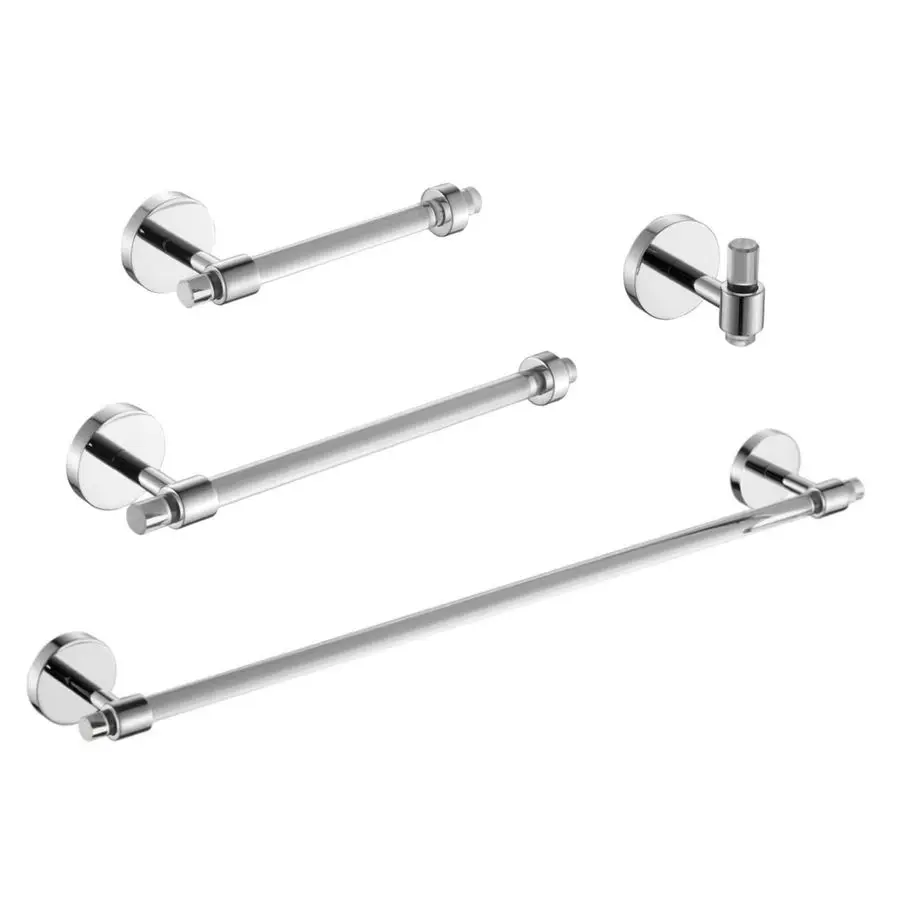 

Hardware Set Acrylic Chrome Bathroom Accessories Set Towel Bar Rack Set Wall Mounted Bath Towel Holder Toilet Paper Holder Set 4