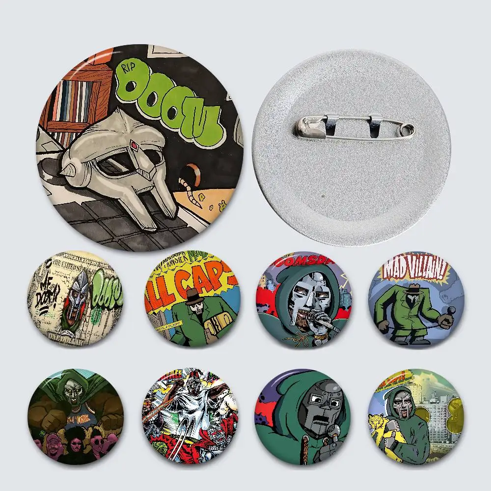 MF DOOM مغني الراب 32/44/58 مللي متر تخصيص زر دبابيس لطيف مضحك الإبداعية شارة مجوهرات ديكور هدايا للأصدقاء #1