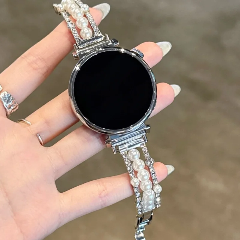 

Pearl studded metal for HUAWEI Watch Fit3/Fit4 and HUAWEI Band 8/9/10 NFC Manual Wristband