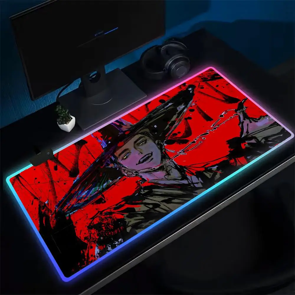 

Demon Hunters Mouse Pad Anime Gaming Mouse Pad LED Table Pads Backlit Rubber Desktop XXL RGB Desk Mats