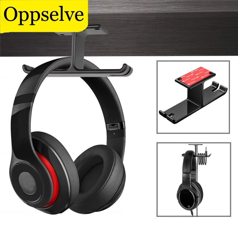 No Drilling Under Desk Earphone Holder 2 In 1 Space Saving PC Gaming Headset Hooks For Home And Office Creative Display Bracket