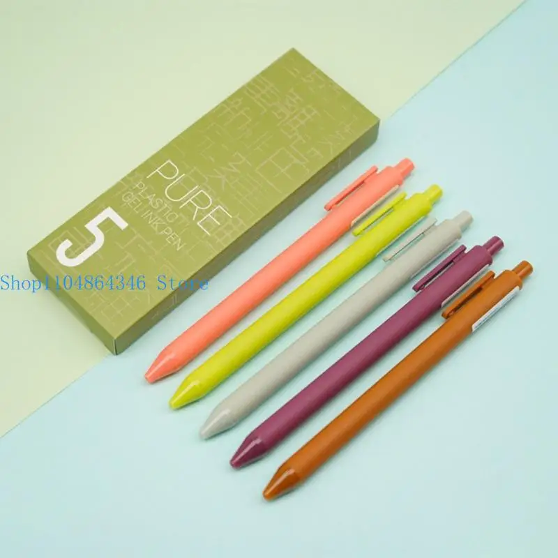 5asd 5PCS Retractable Gel Pen 0.5MM Tip Black Inks for Writing Journaling Note Taking