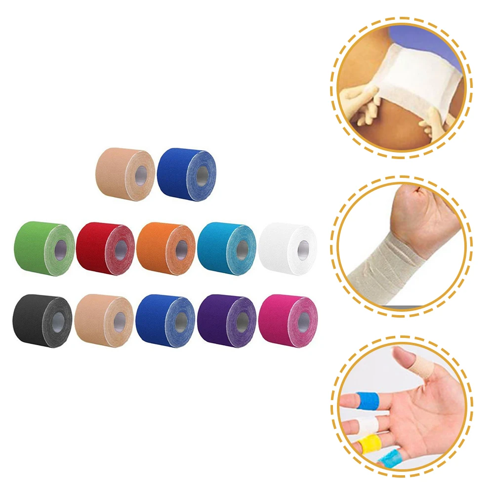 

12 Rolls Self Adhesive Bandage Elastic Sports Tape Ankle Kinesiology Athletic Support Non Woven Fabric Stretchy Pain Relief Wear