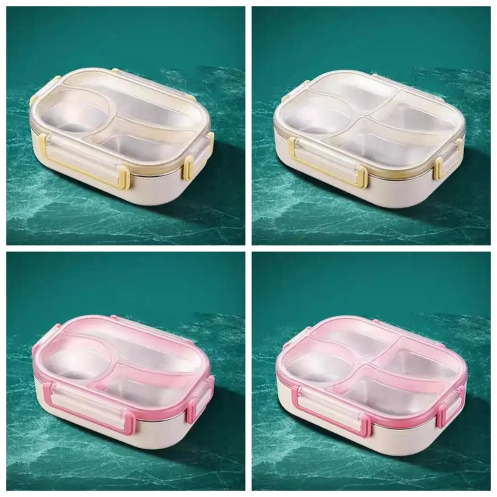 

900/1400ML Stainless Steel Lunch Box Detachable Divided Insulated Lunch Box Large Capacity Microwaveable Food Storage Container