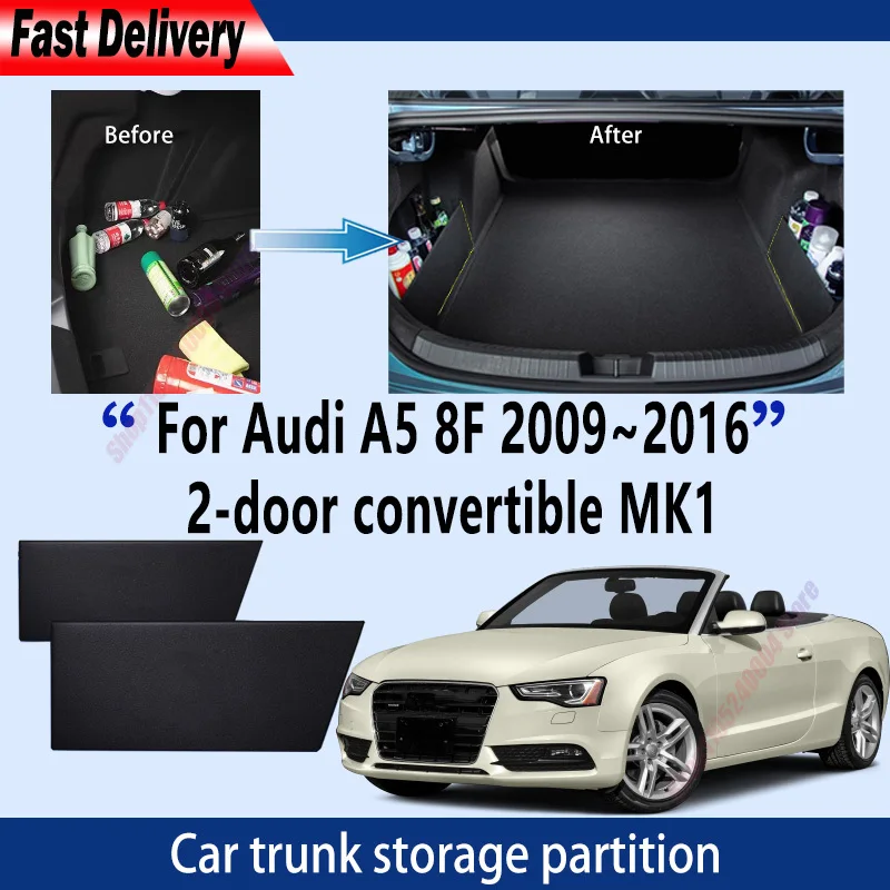 For Audi A5 8F 2009~2016 Convertible Trunk Storage Partition Multifunction Storage Auto Interior Parts Organizer