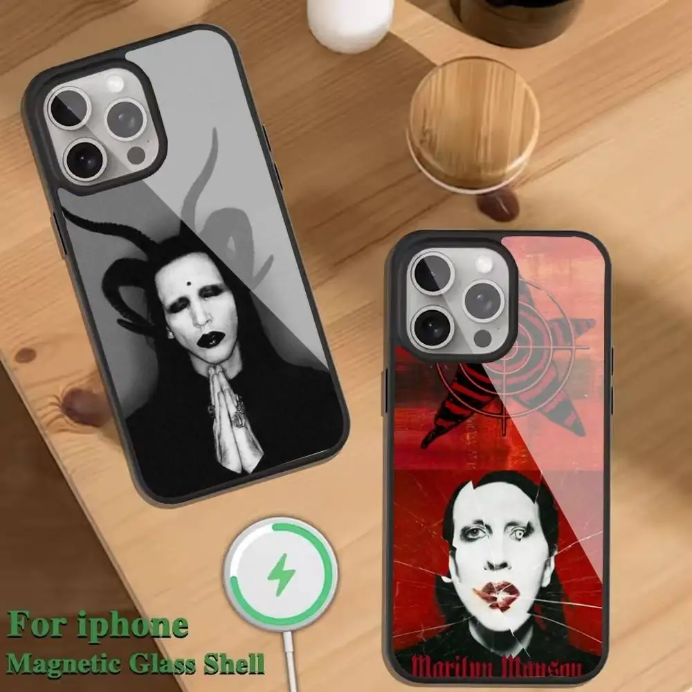 

Marilyn M-anson Assassination Phone Case For Magnetic Wireless Charge Cover For iphone 16 15 14 13 12 11 Pro Max Plus Coque